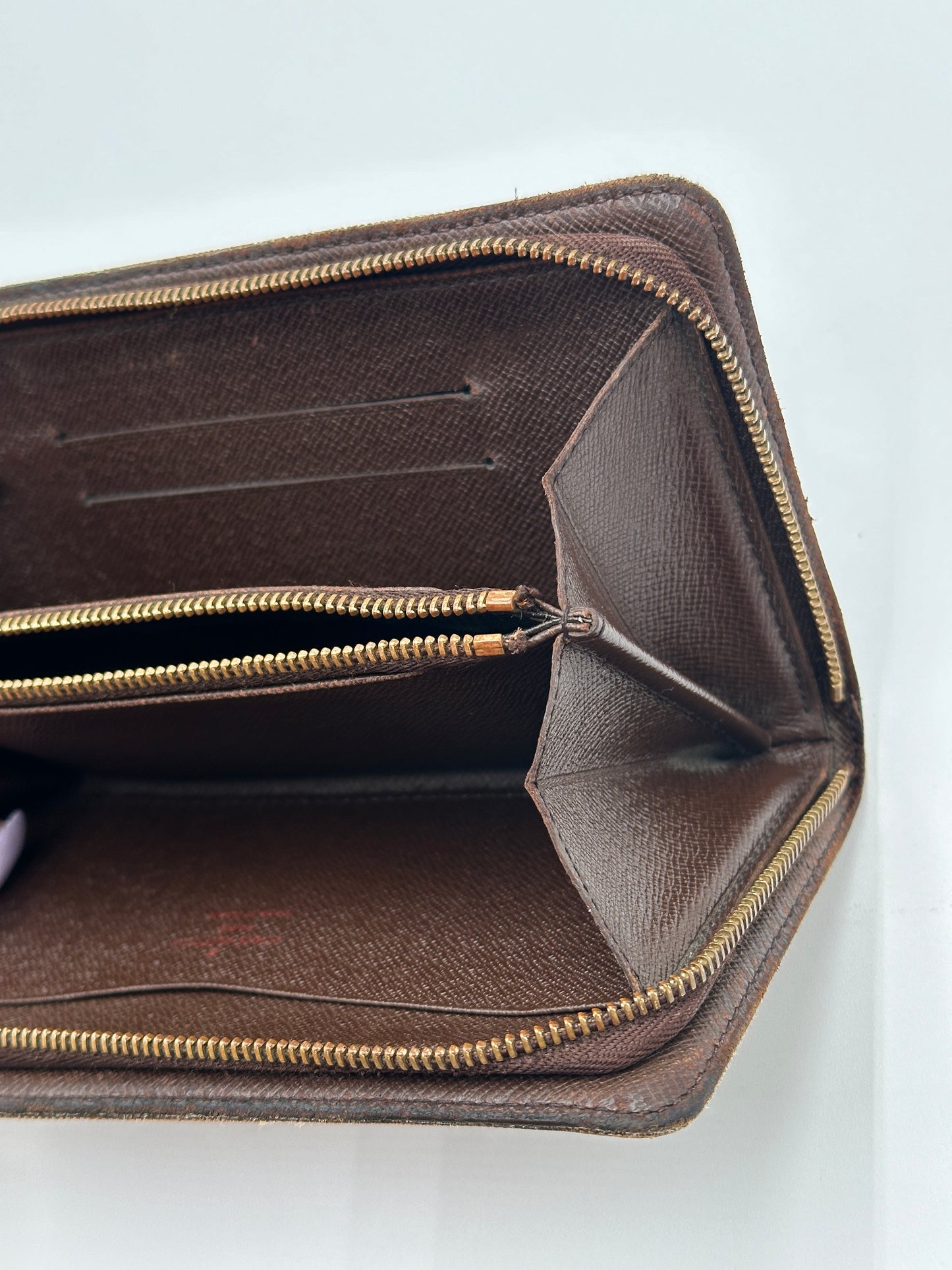 Authentic Louis Vuitton Damier Ebene Porte Monnaie Zippy Wallet w/ Crossbody Kit