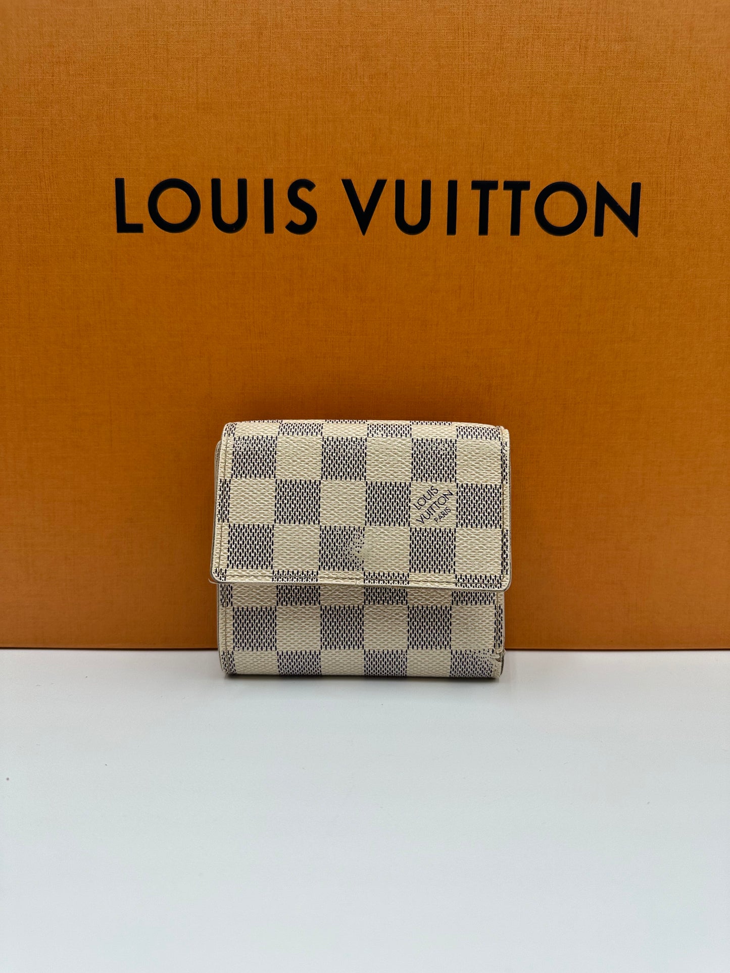 Authentic Louis Vuitton Damier Azur Elise Compact Wallet w/ Crossbody Kit