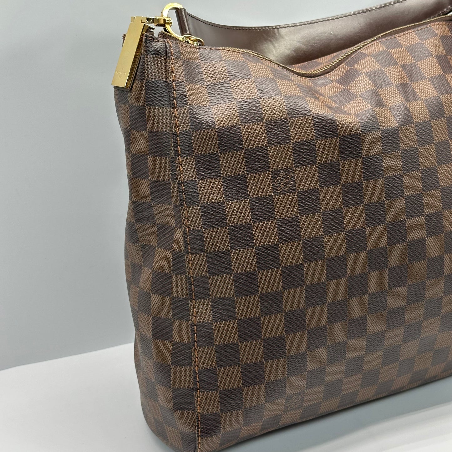 Authentic 2015 Louis Vuitton Damier Ebene Portobello PM Hobo Bag