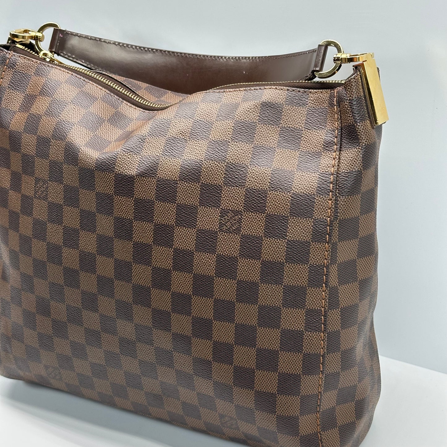 Authentic 2015 Louis Vuitton Damier Ebene Portobello PM Hobo Bag