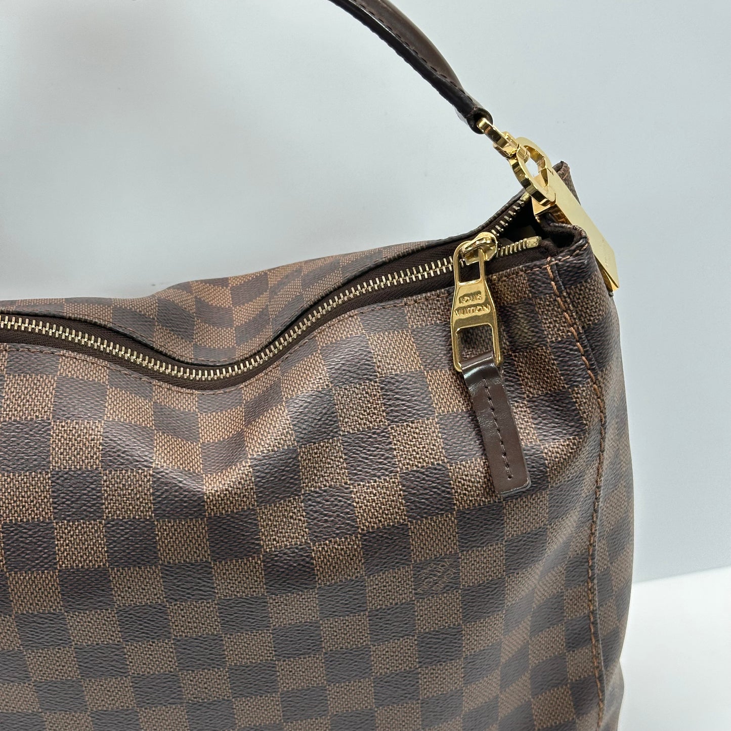 Authentic 2015 Louis Vuitton Damier Ebene Portobello PM Hobo Bag