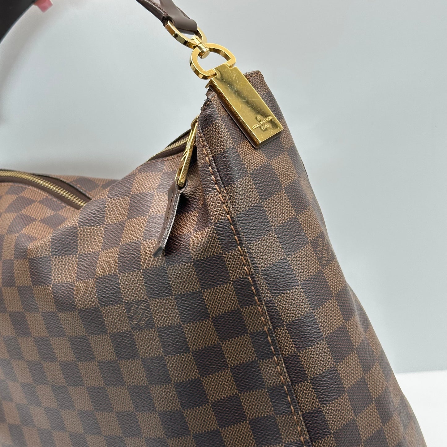 Authentic 2015 Louis Vuitton Damier Ebene Portobello PM Hobo Bag