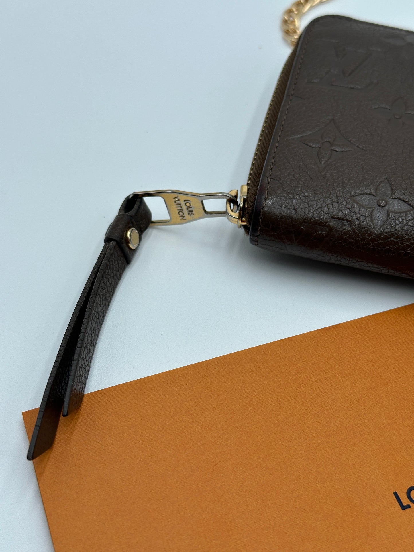 Authentic Louis Vuitton Monogram Brown Empreinte Zippy Wallet w/ Crossbody Kit