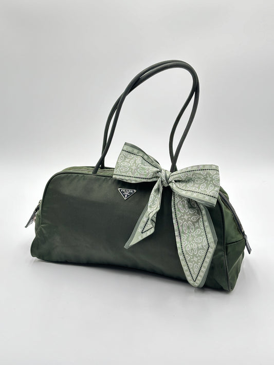 Authentic PRADA Dark Green Nylon Handbag