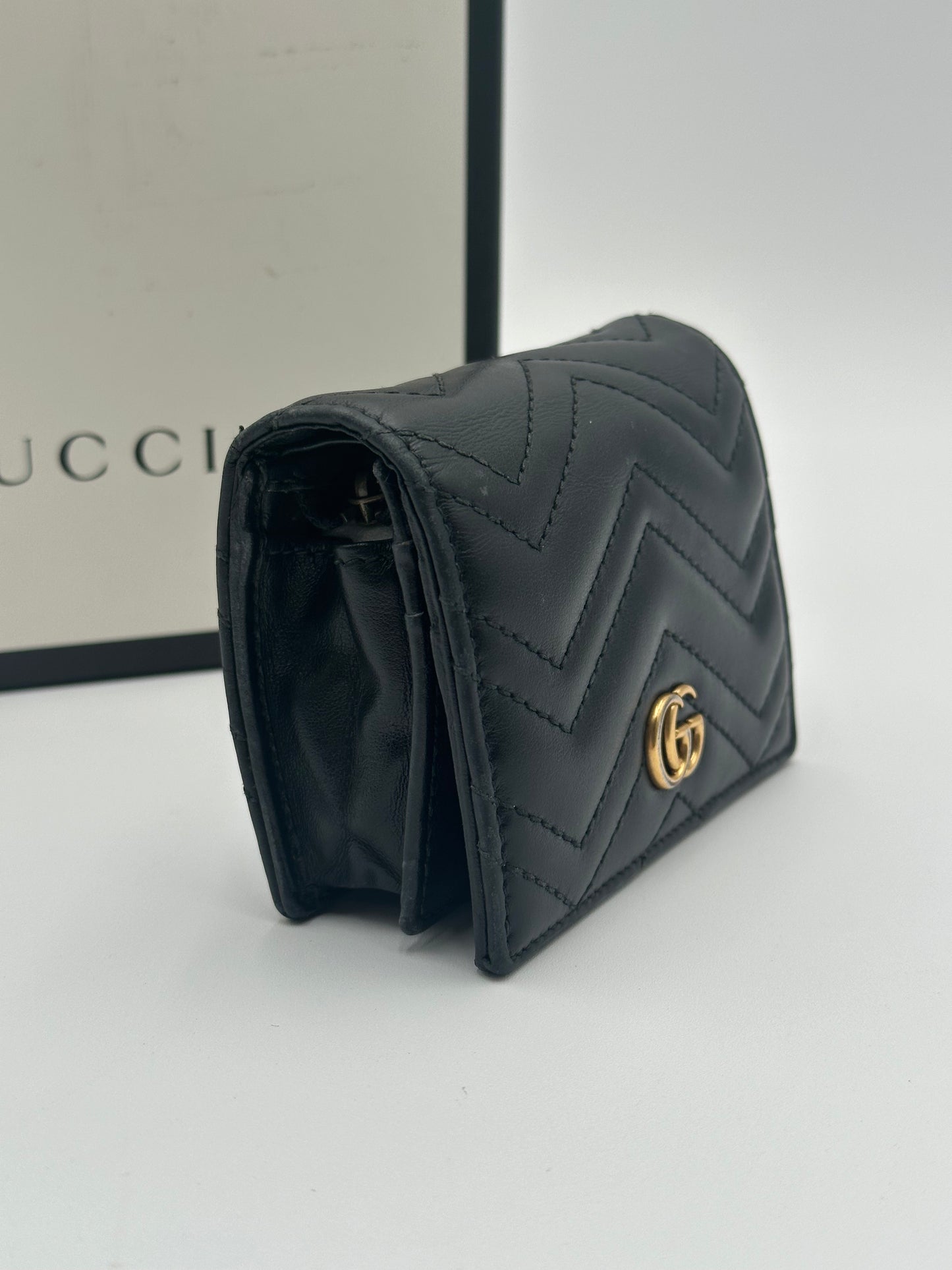 Authentic GUCCI GG Marmont Compact Wallet w/ Chain