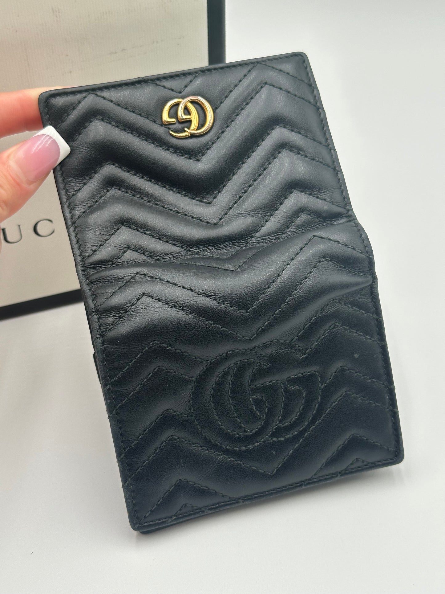 Authentic GUCCI GG Marmont Compact Wallet w/ Chain