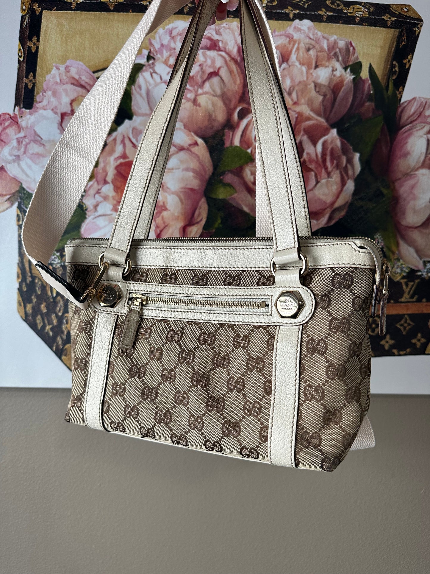 Authentic GUCCI Charmy Canvas GG Tote