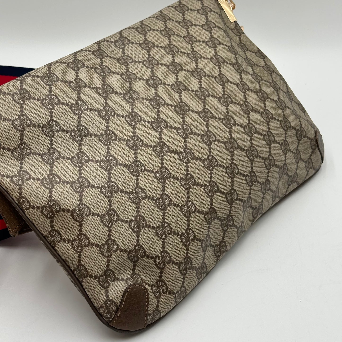 Authentic GUCCI GG Canvas Large Flap Clutch Crossbody