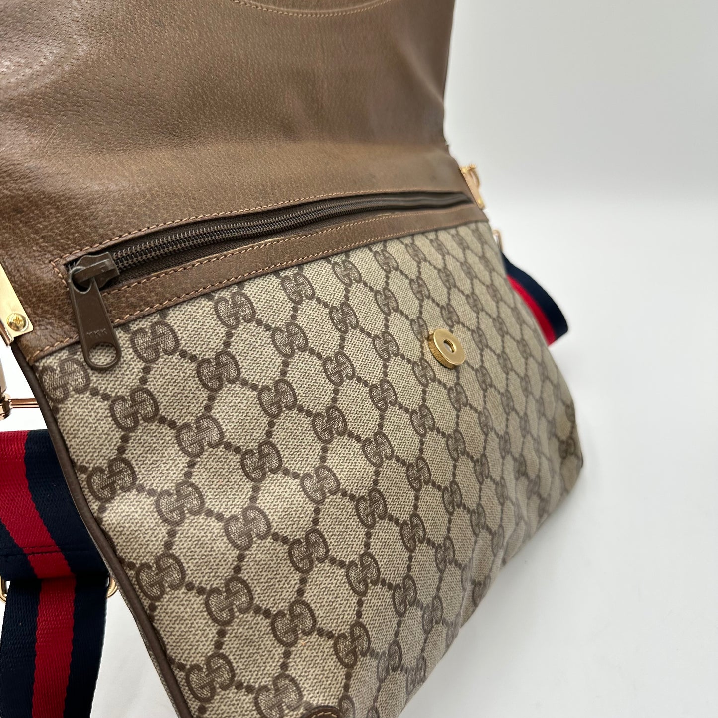Authentic GUCCI GG Canvas Large Flap Clutch Crossbody