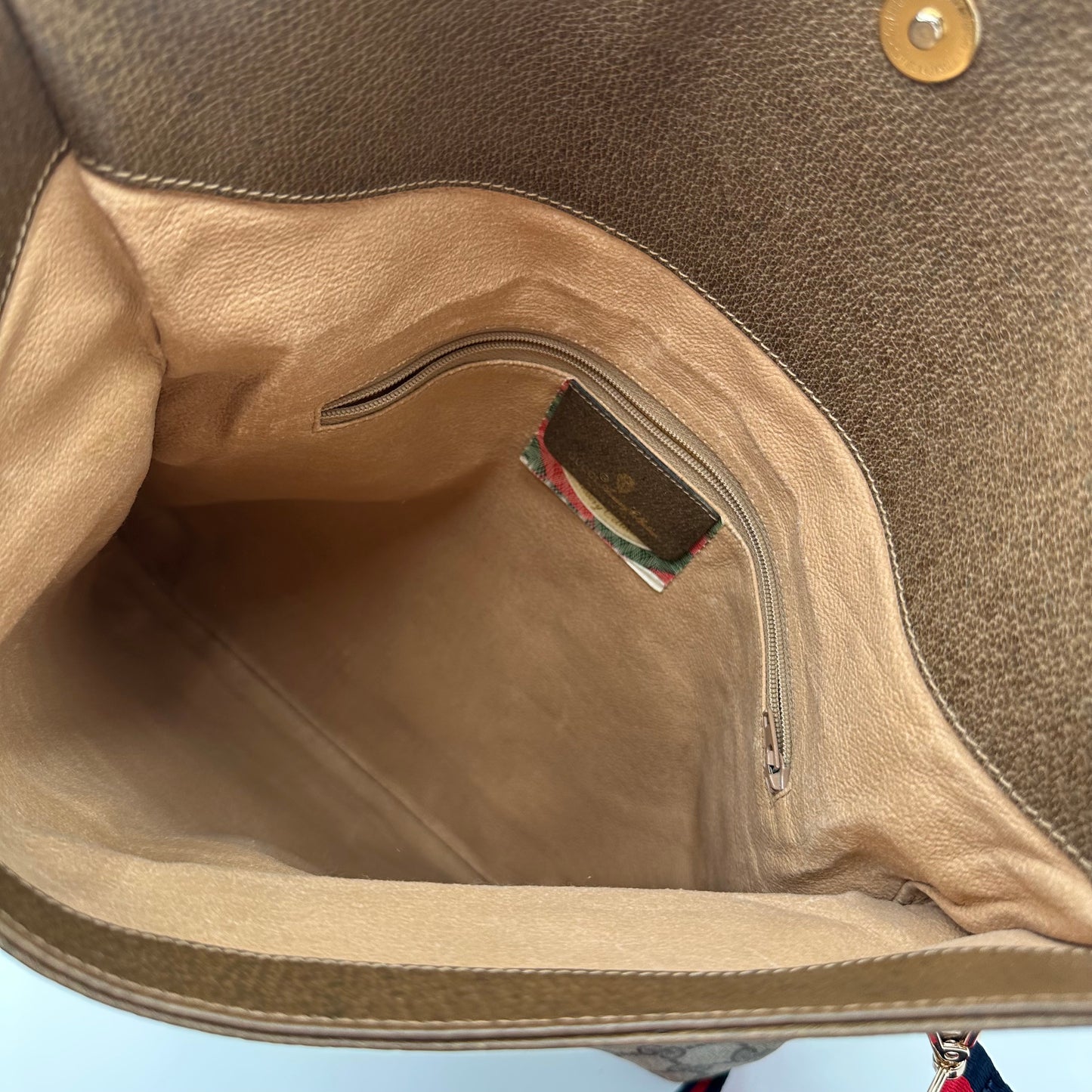 Authentic GUCCI GG Canvas Large Flap Clutch Crossbody