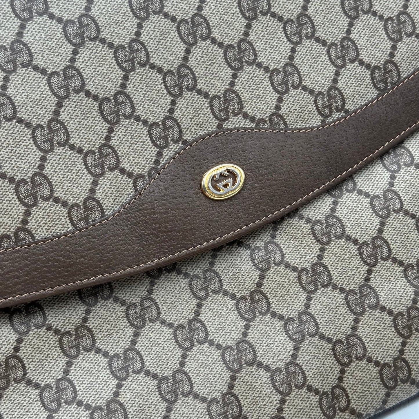Authentic GUCCI GG Canvas Large Flap Clutch Crossbody