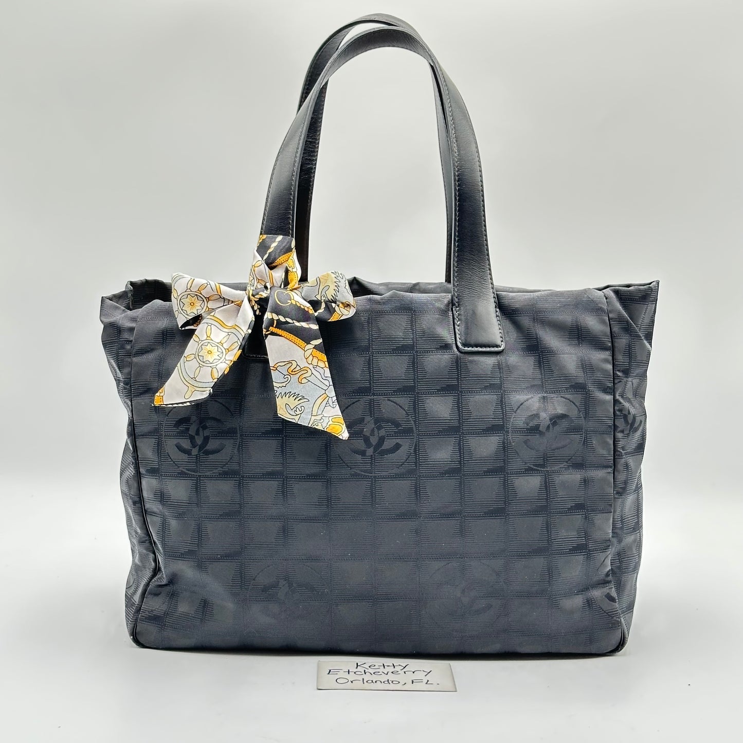 Authentic CHANEL Black Medium Travel Line Tote