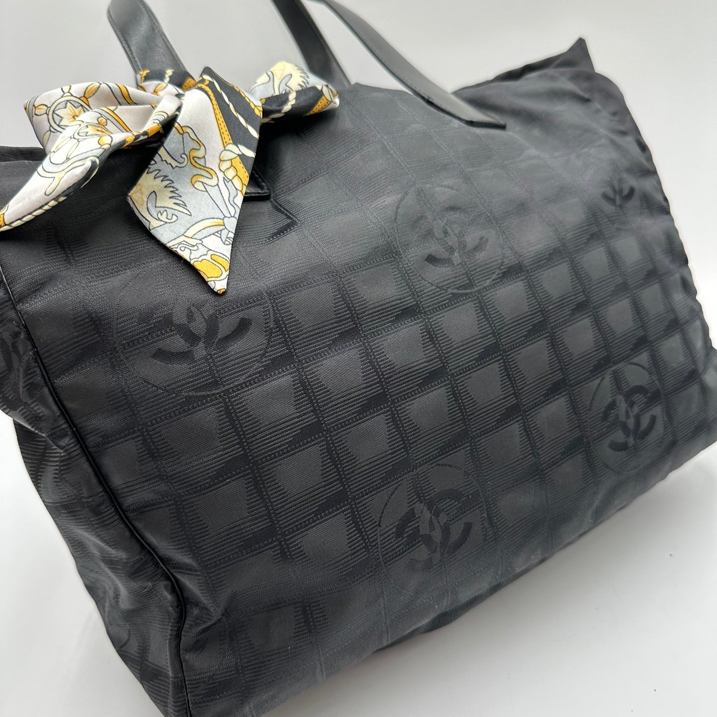 Authentic CHANEL Black Medium Travel Line Tote