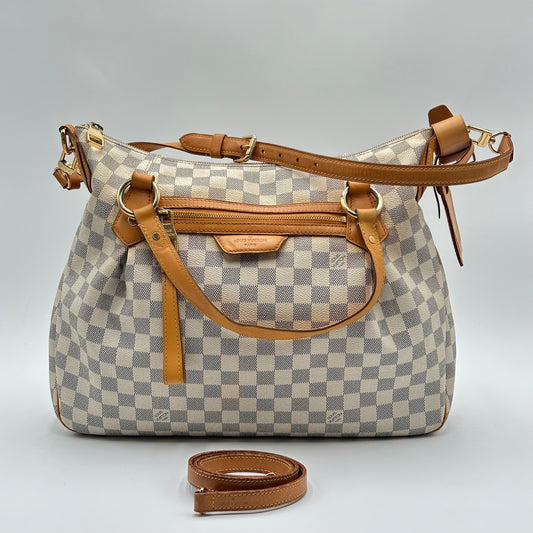 2011 Authentic Damier Azur Evora MM Handbag Crossbody