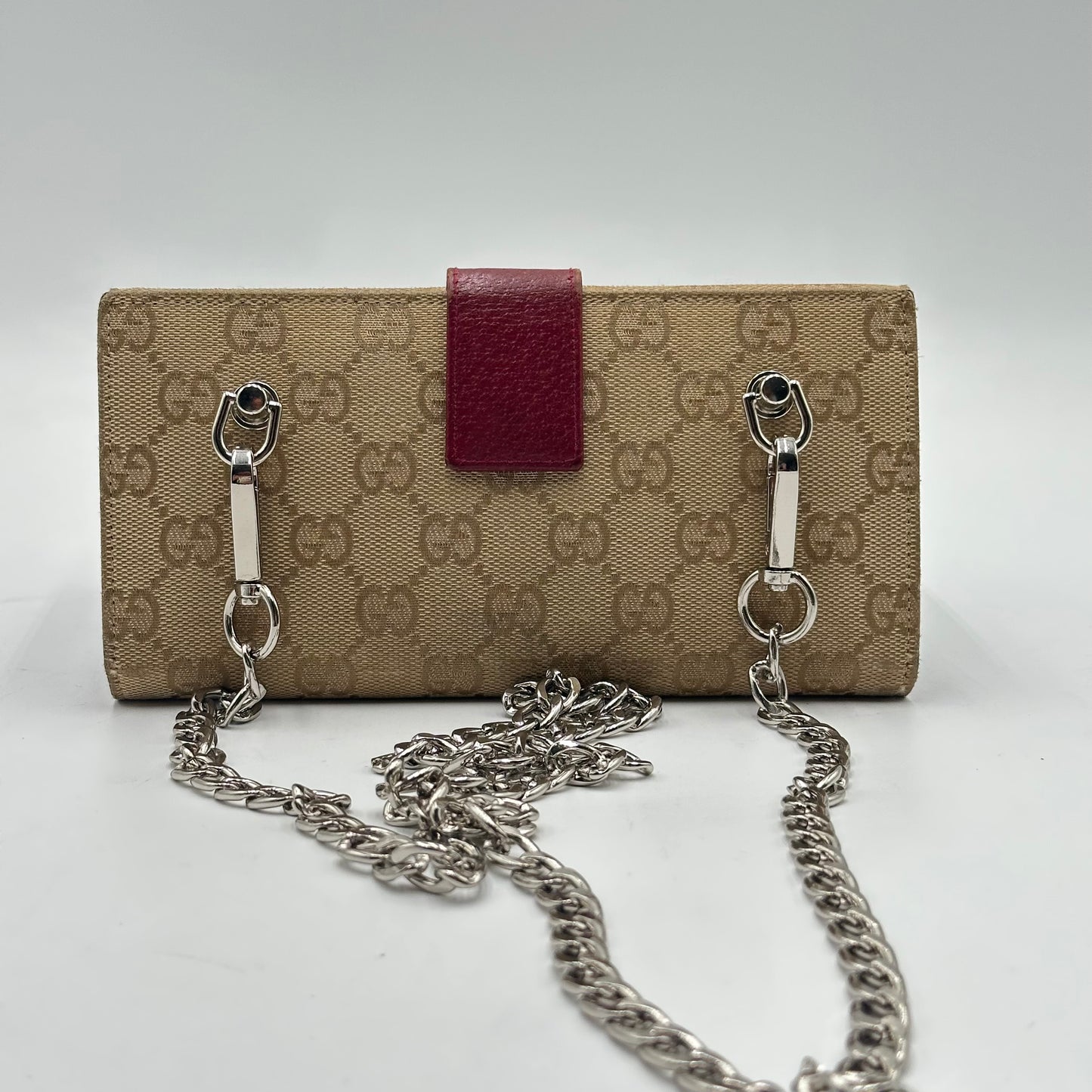 Authentic GUCCI Beige Canvas Double Sided Wallet Crossbody