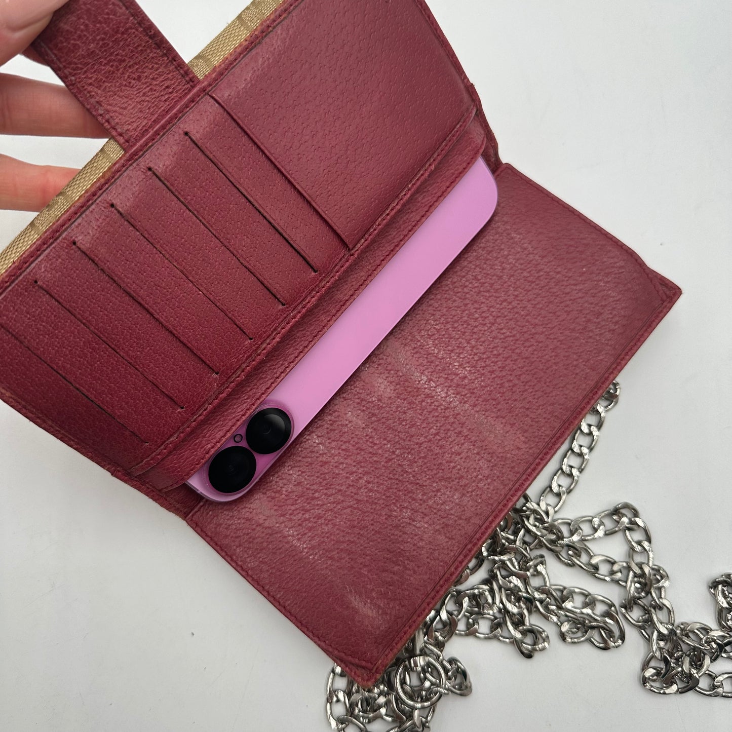 Authentic GUCCI Beige Canvas Double Sided Wallet Crossbody