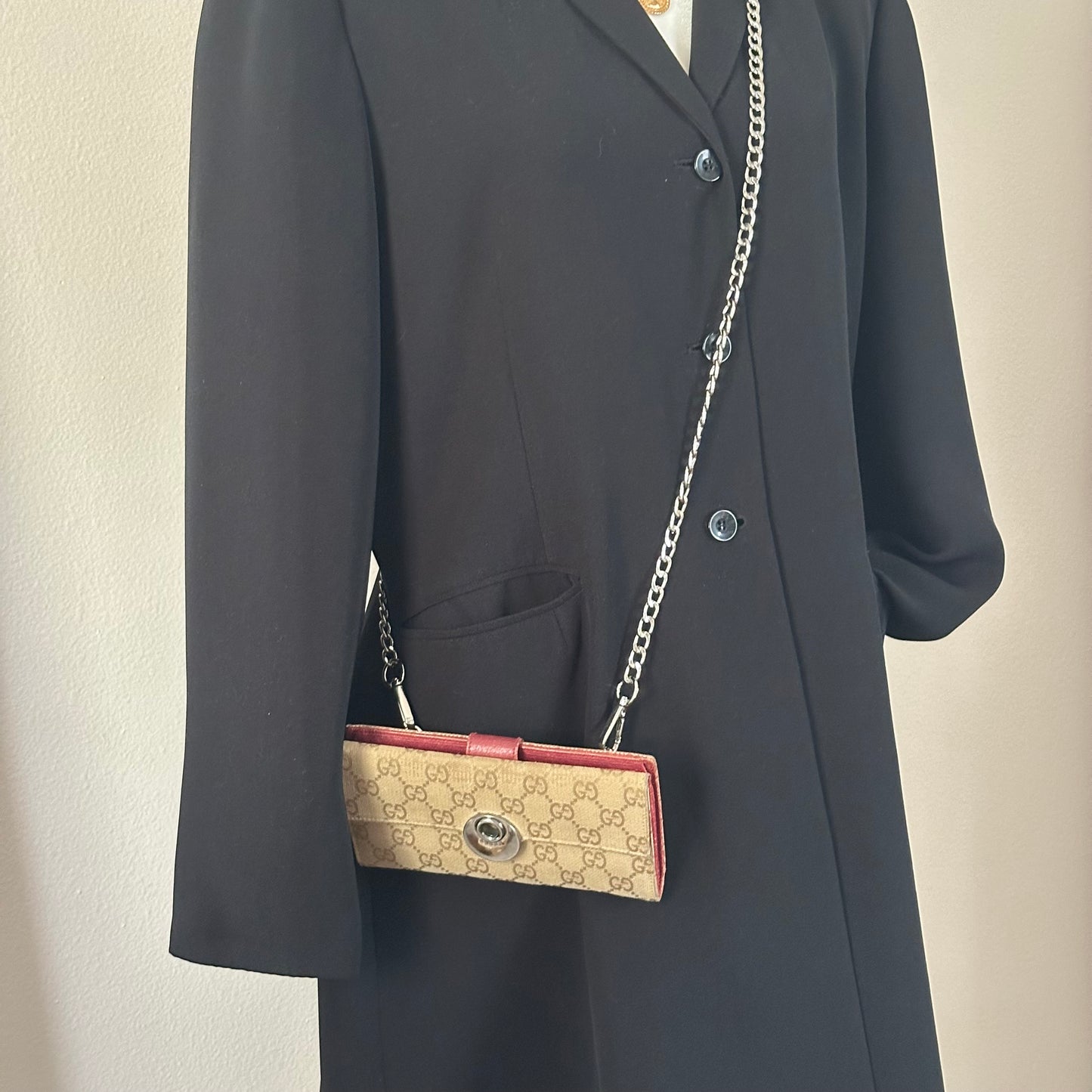 Authentic GUCCI Beige Canvas Double Sided Wallet Crossbody