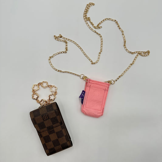 Authentic Louis Vuitton 2009 Damier Ebene Lipstick Holder + Insert +Crossbody Kit