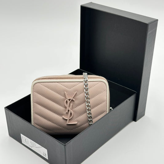 Authentic YSL Blush Pink Matelasse Compact Wallet