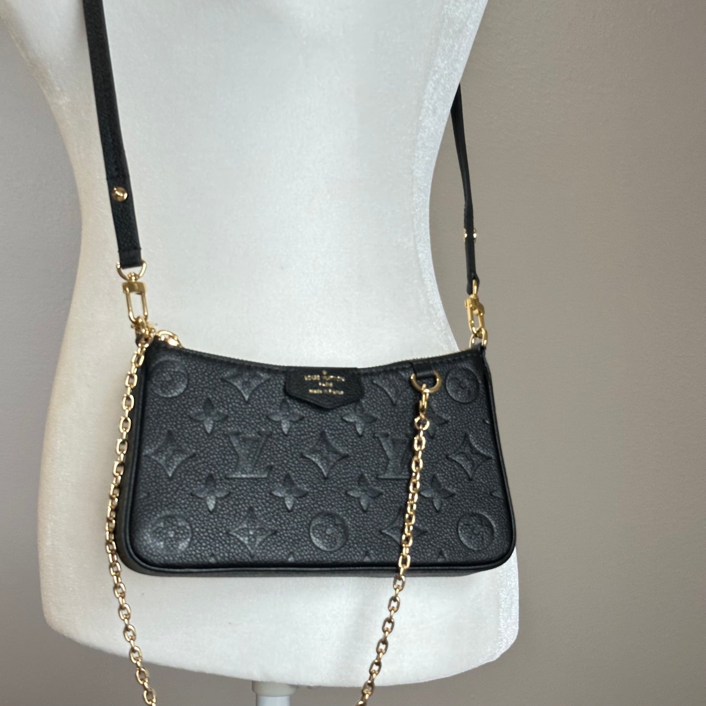 Authentic Louis Vuitton Monogram Black Empreinte Easy Pouch Crossbody