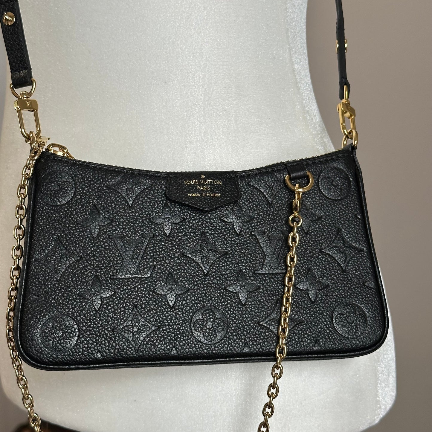 Authentic Louis Vuitton Monogram Black Empreinte Easy Pouch Crossbody