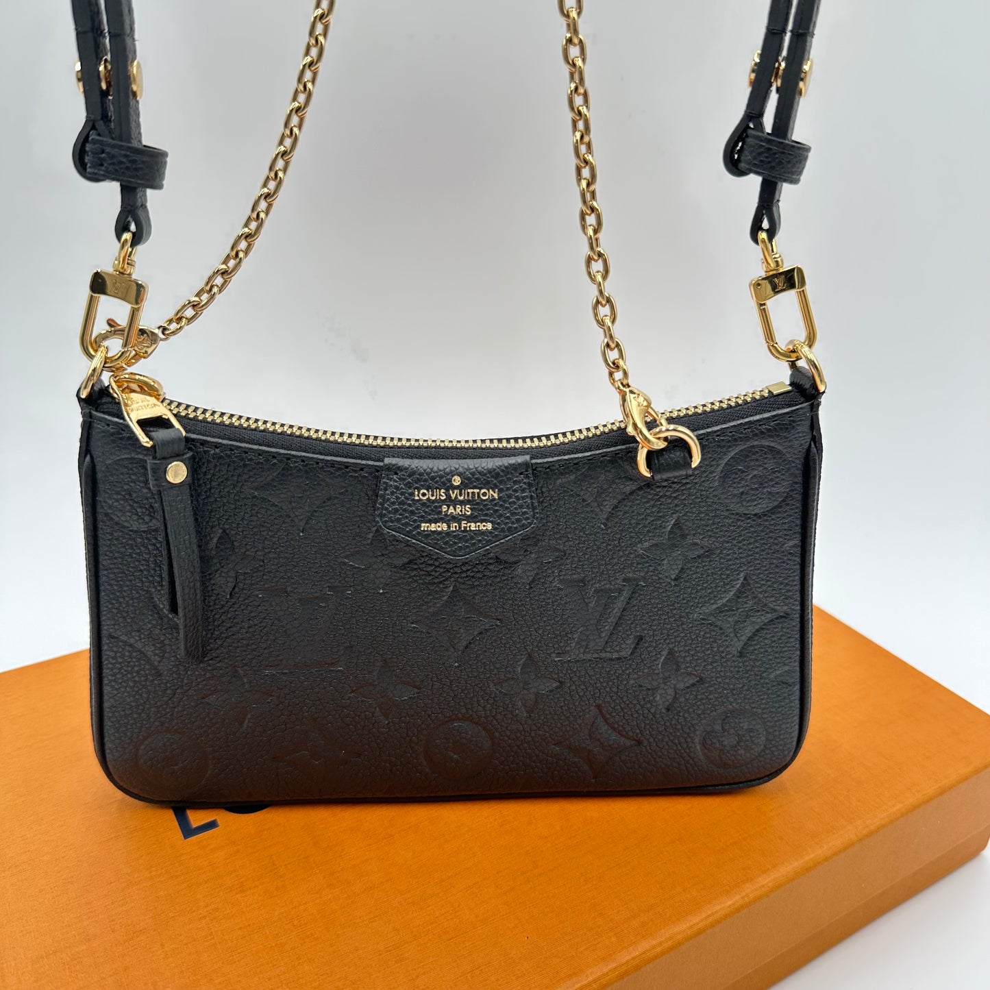 Authentic Louis Vuitton Monogram Black Empreinte Easy Pouch Crossbody