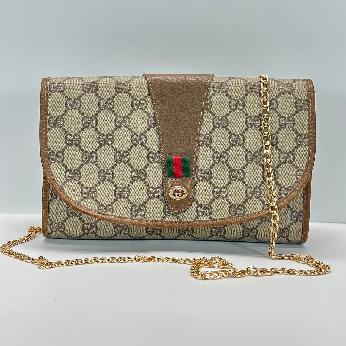 Authentic GUCCI Canvas Envelope Wristlet Clutch Crossbody