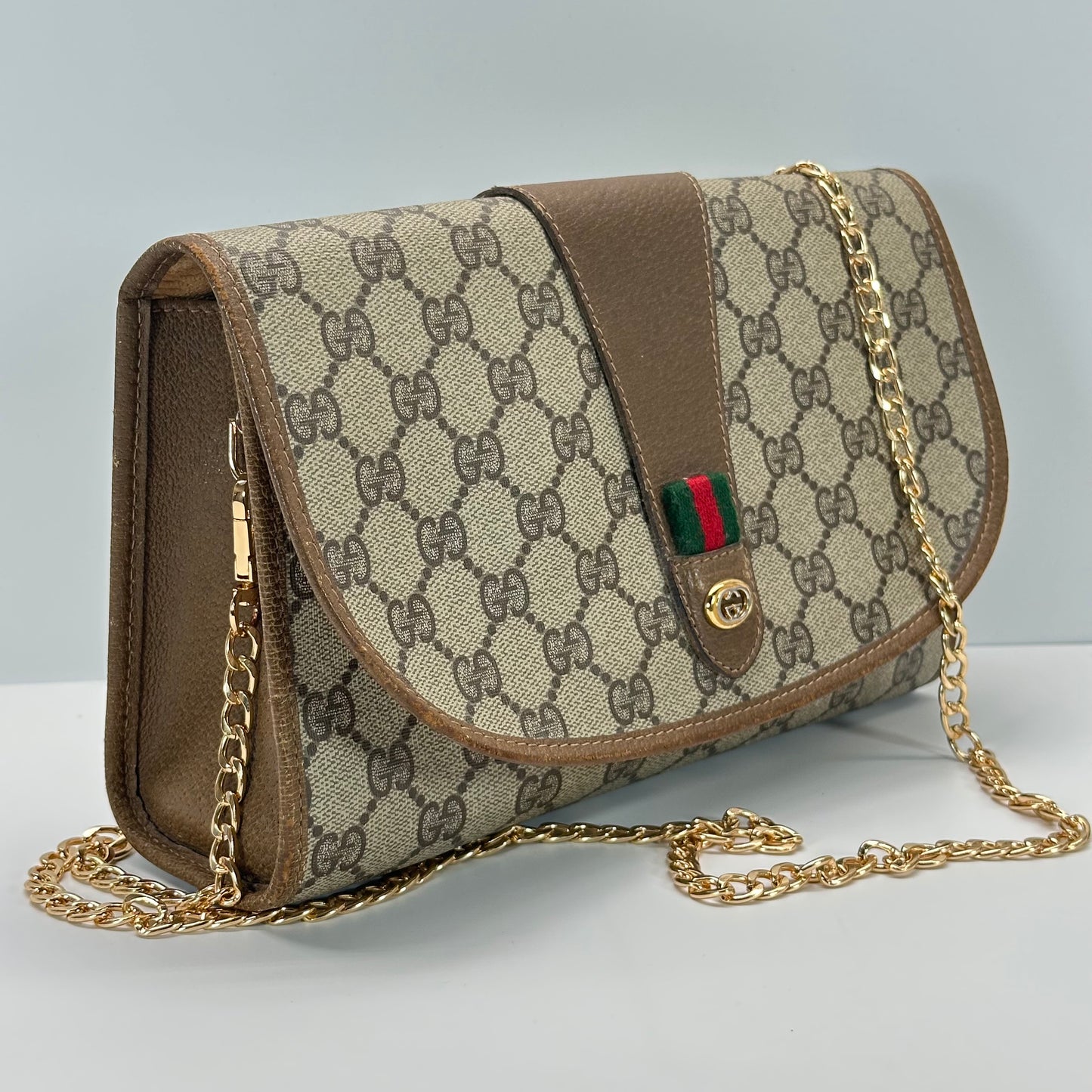 Authentic GUCCI Canvas Envelope Wristlet Clutch Crossbody