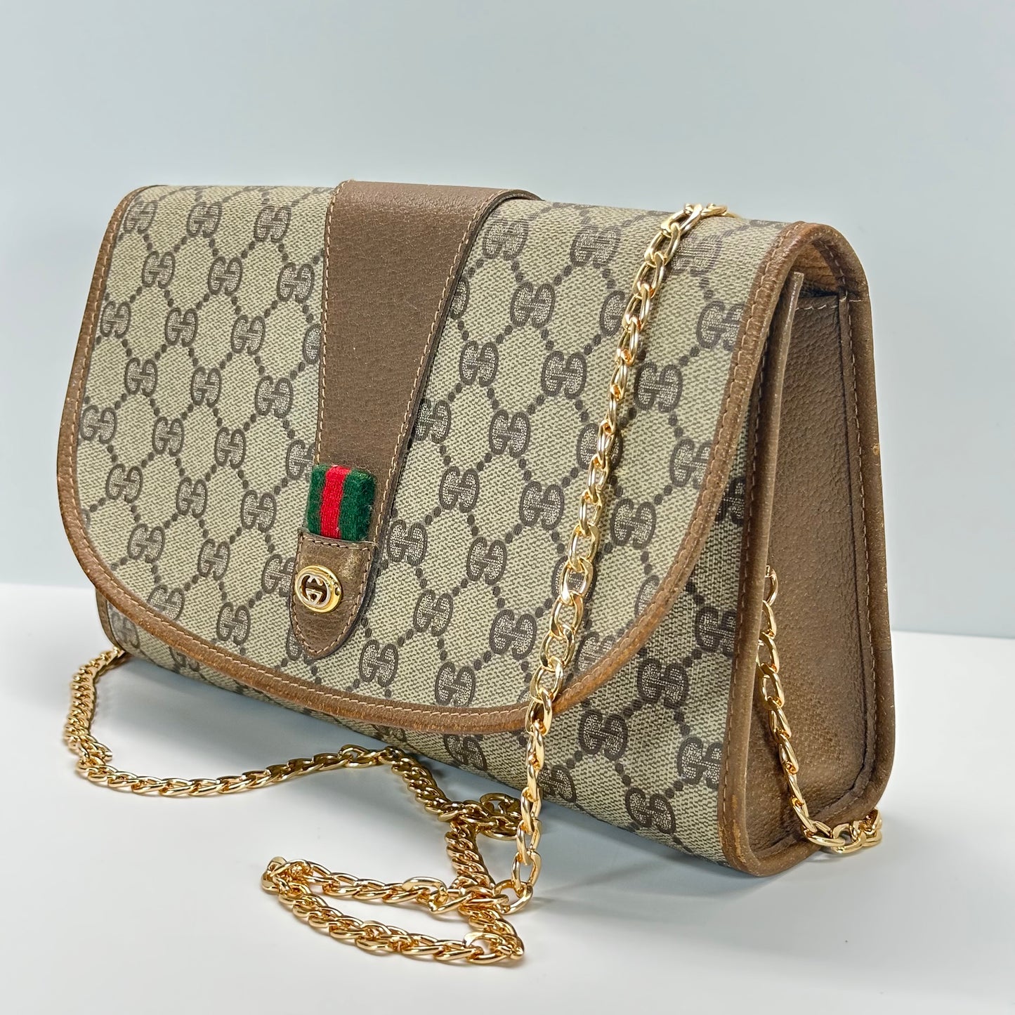 Authentic GUCCI Canvas Envelope Wristlet Clutch Crossbody