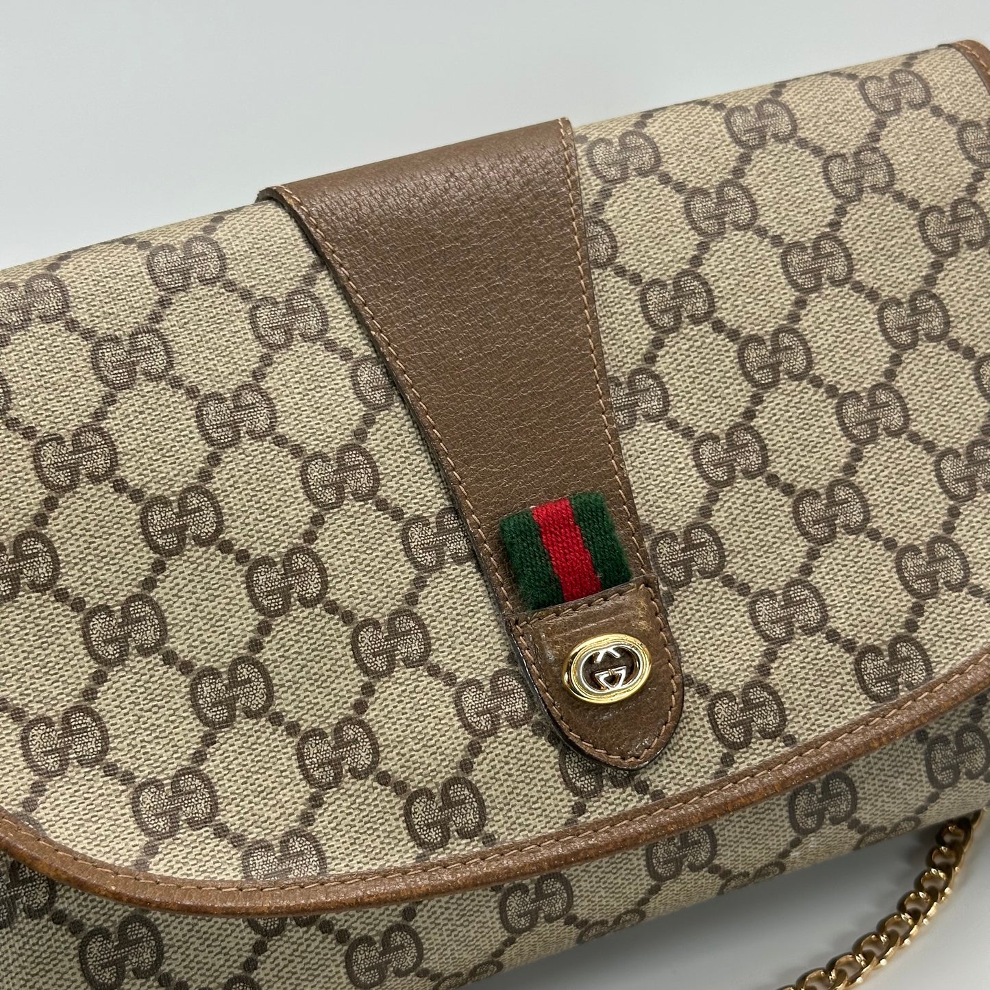 Authentic GUCCI Canvas Envelope Wristlet Clutch Crossbody