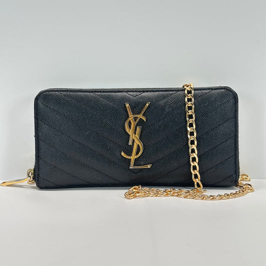 Authentic YSL Monogram Large Zip Wallet in Grained Leather Crossbody