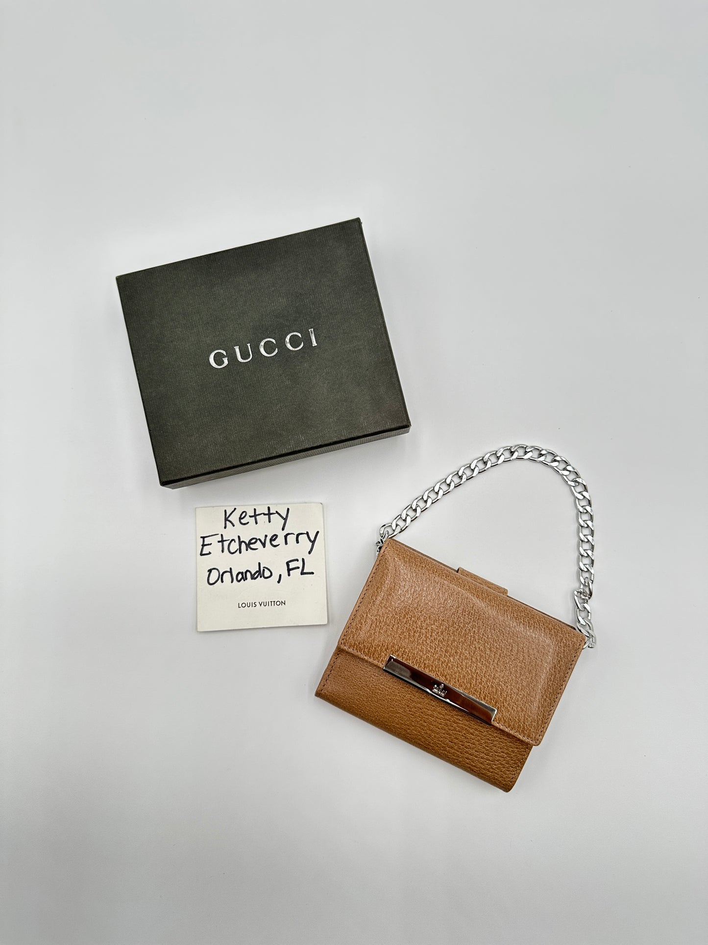 Authentic Gucci Beige Compact Bifold Wallet w/ Box