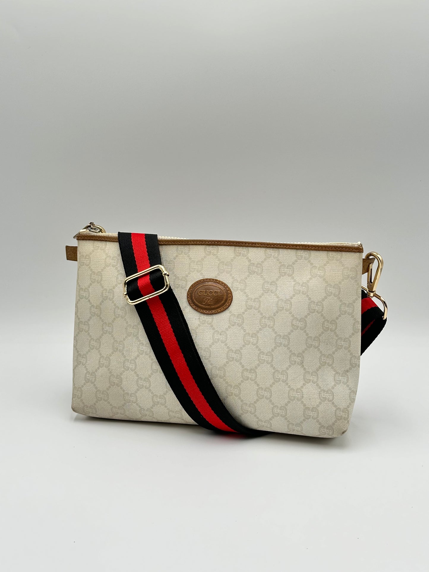 Authentic GUCCI GG Canvas White Pouch Crossbody