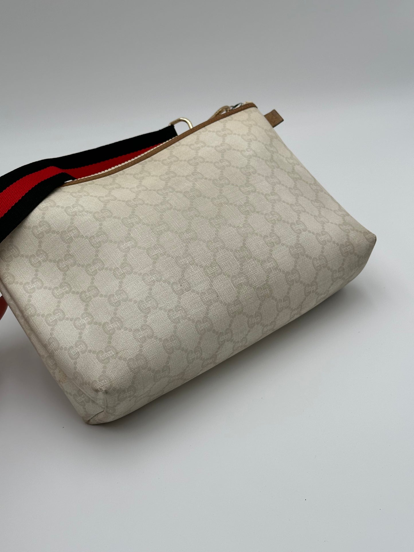 Authentic GUCCI GG Canvas White Pouch Crossbody