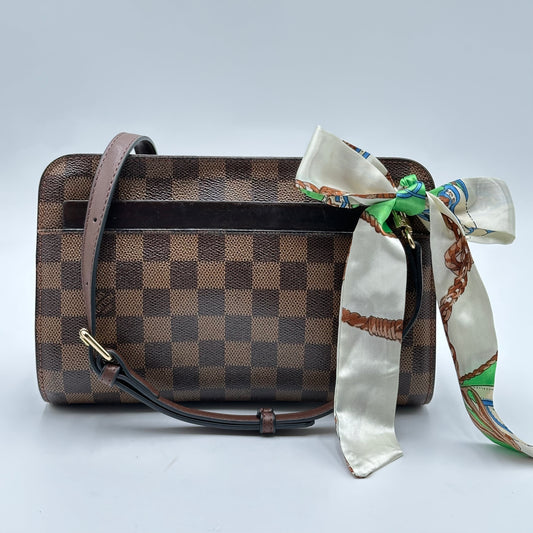 Authentic Louis Vuitton 2002 Damier Ebene Orsay Clutch Crossbody