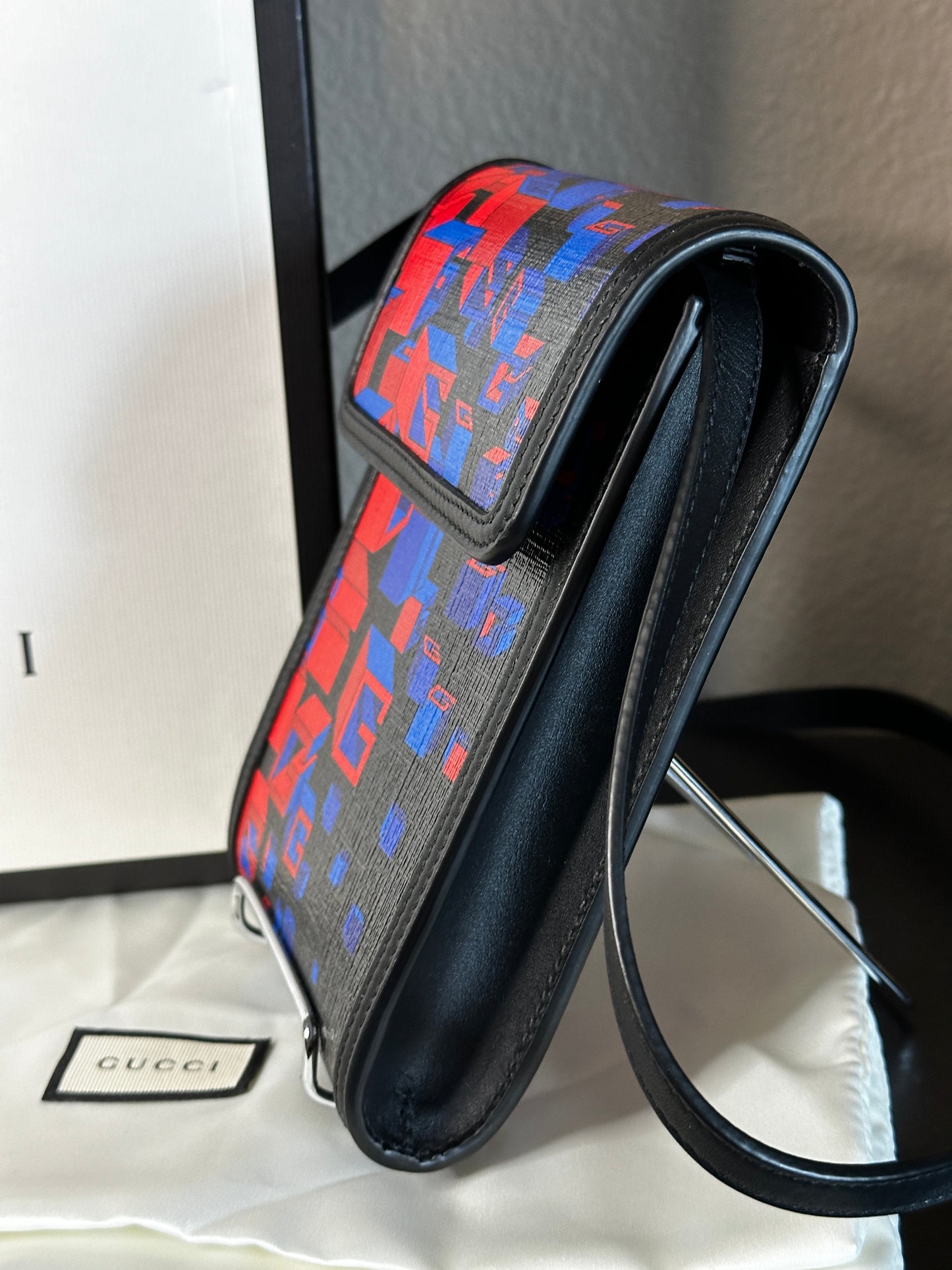 Authentic Guccig GG Printed Flap Crossbody