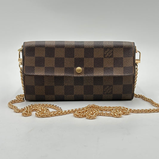 Authentic Louis Vuitton Damier Ebene Sarah Wallet Crossbody