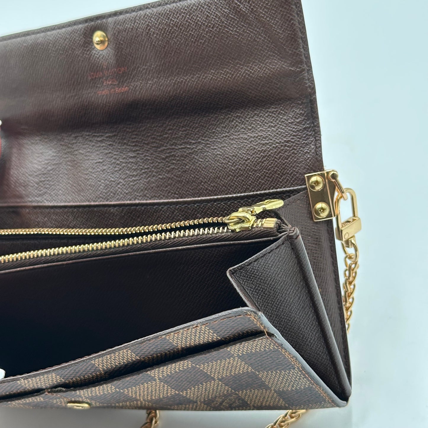 Authentic Louis Vuitton Damier Ebene Sarah Wallet Crossbody