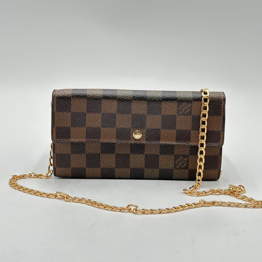 Authentic Louis Vuitton 2006 Damier Ebene Sarah Wallet Crossbody