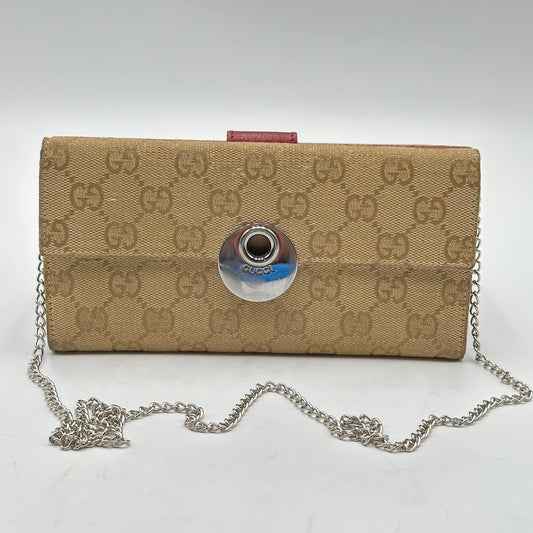 Authentic GUCCI Beige Canvas Double Sided Wallet Crossbody