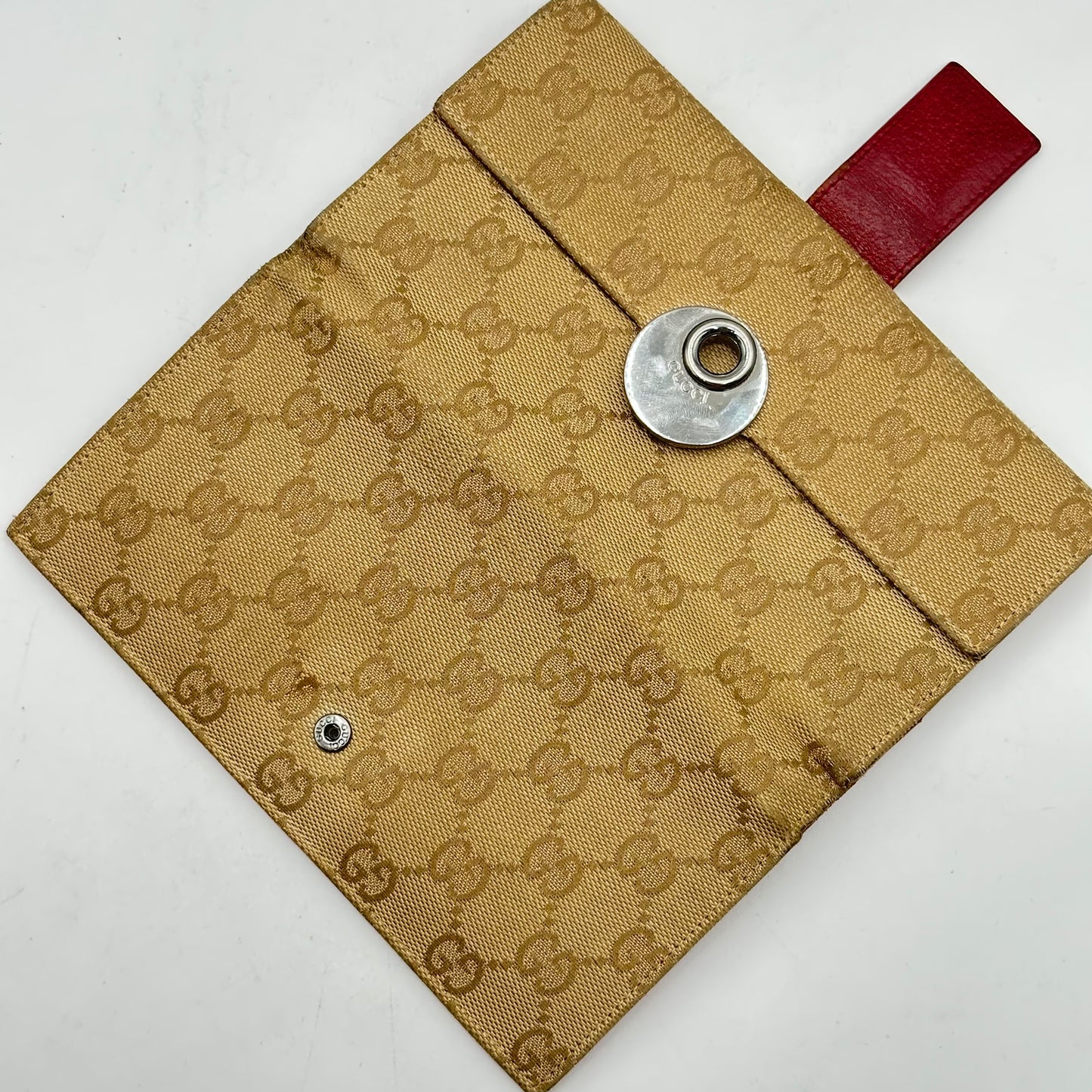 Authentic GUCCI Beige Canvas Double Sided Wallet Crossbody
