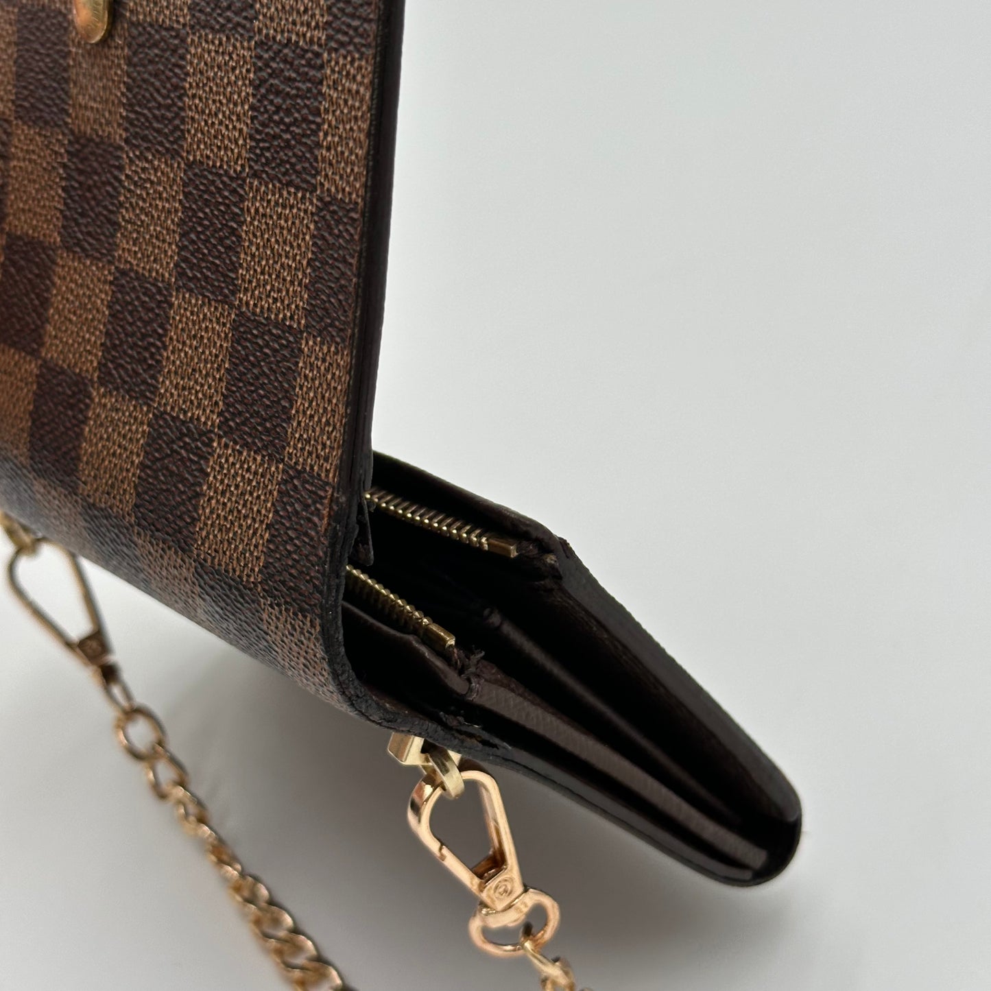 Authentic Louis Vuitton 2004 Damier Ebene Porte Monnaie Compact Wallet Crossbody