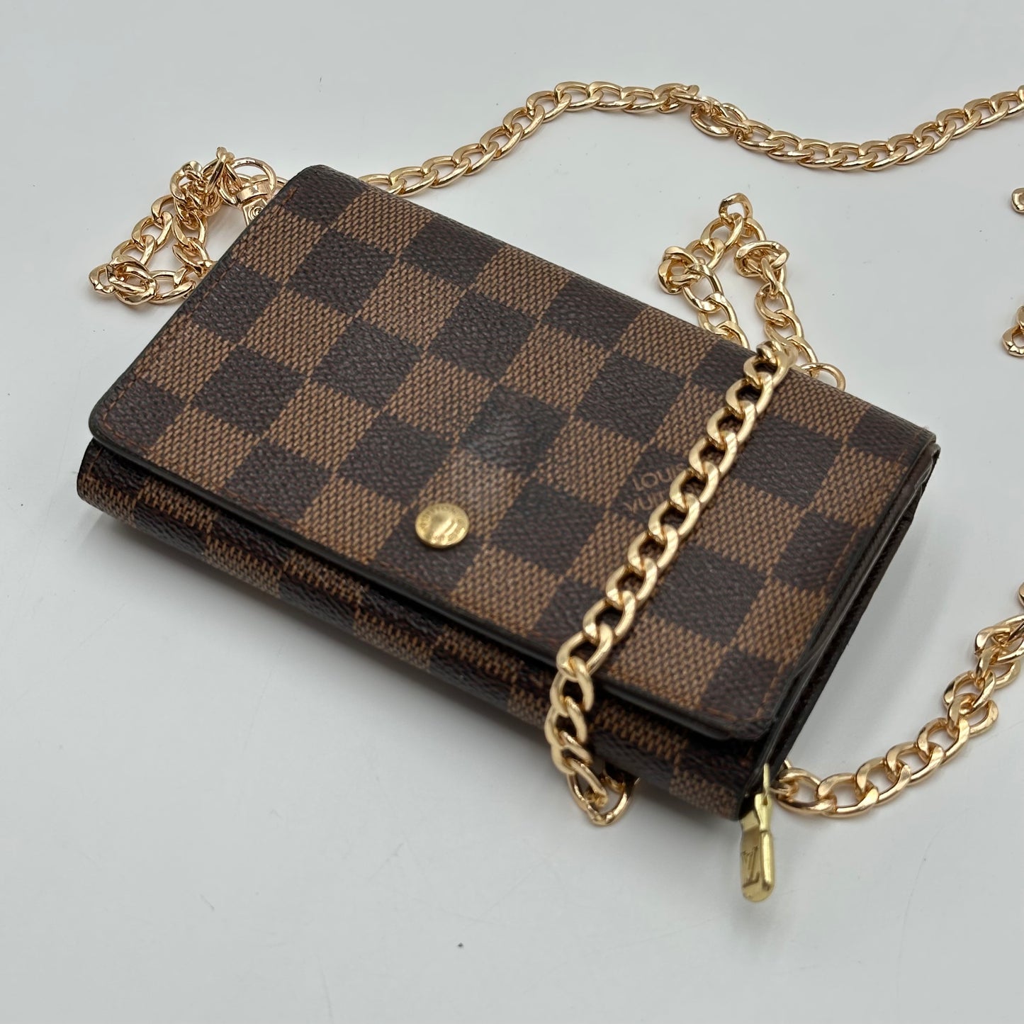Authentic Louis Vuitton 2004 Damier Ebene Porte Monnaie Compact Wallet Crossbody