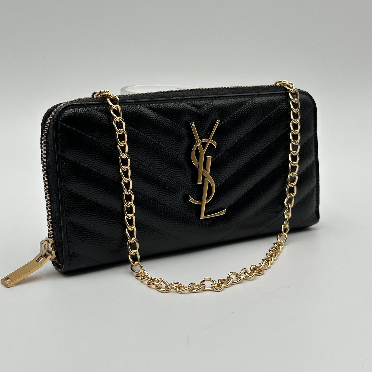 Authentic YSL Matelasse Black Full Zipper Wallet