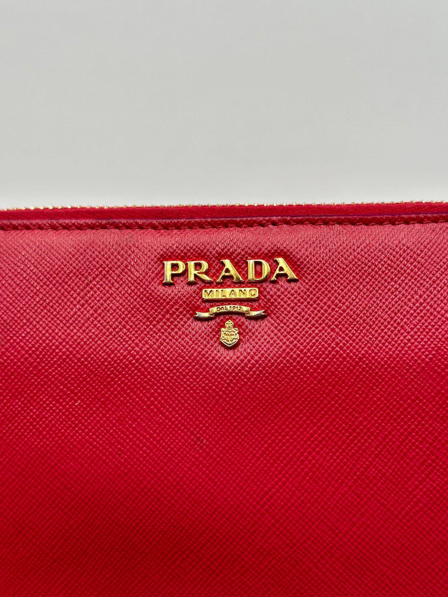 Authentic PRADA Saffiano Full Zip Wallet w/ Crossbody Kit