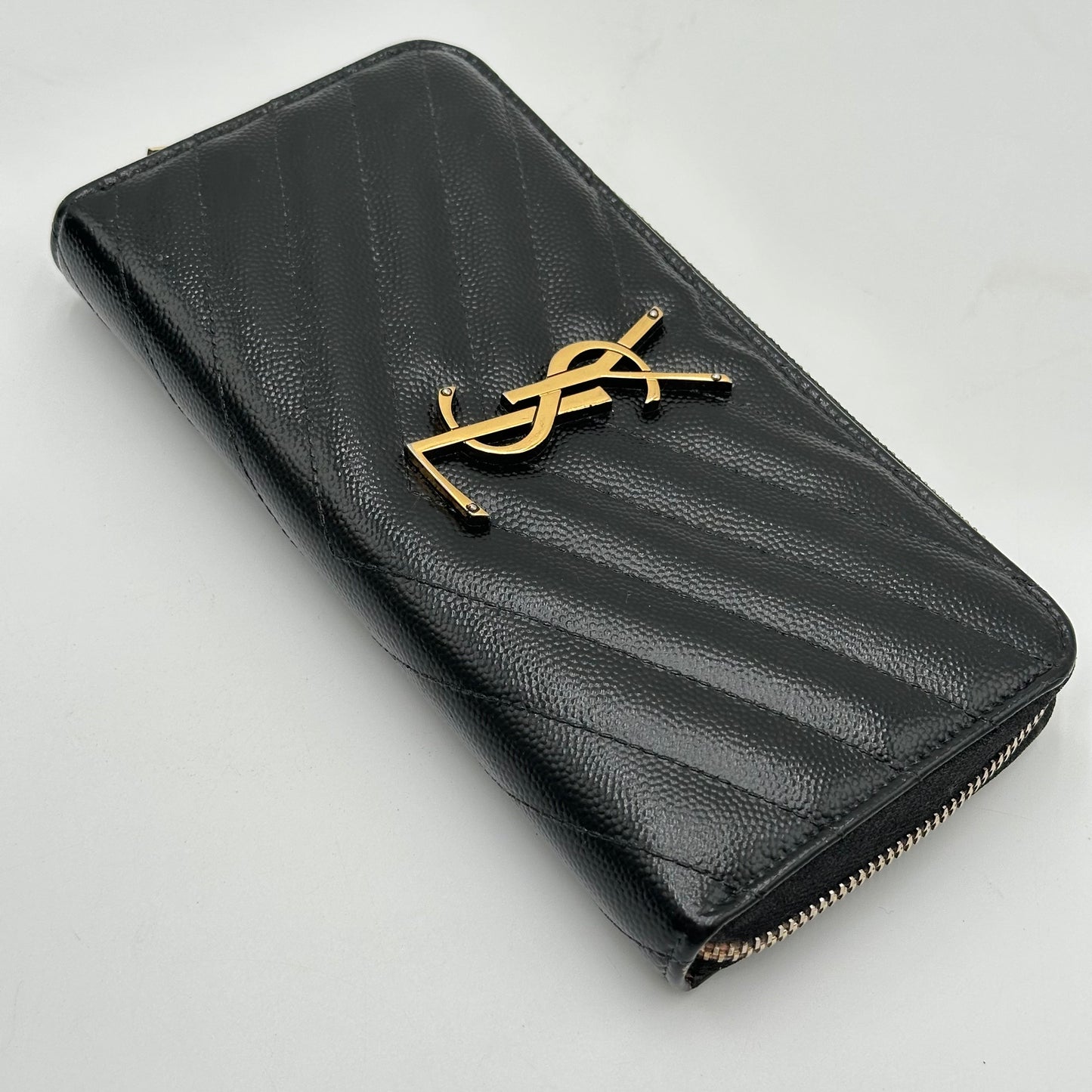 Authentic YSL Matelasse Black Full Zipper Wallet