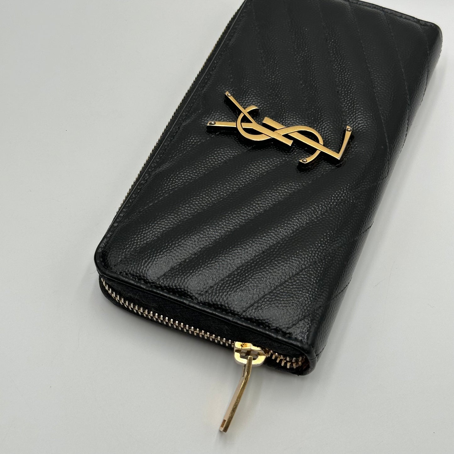 Authentic YSL Matelasse Black Full Zipper Wallet