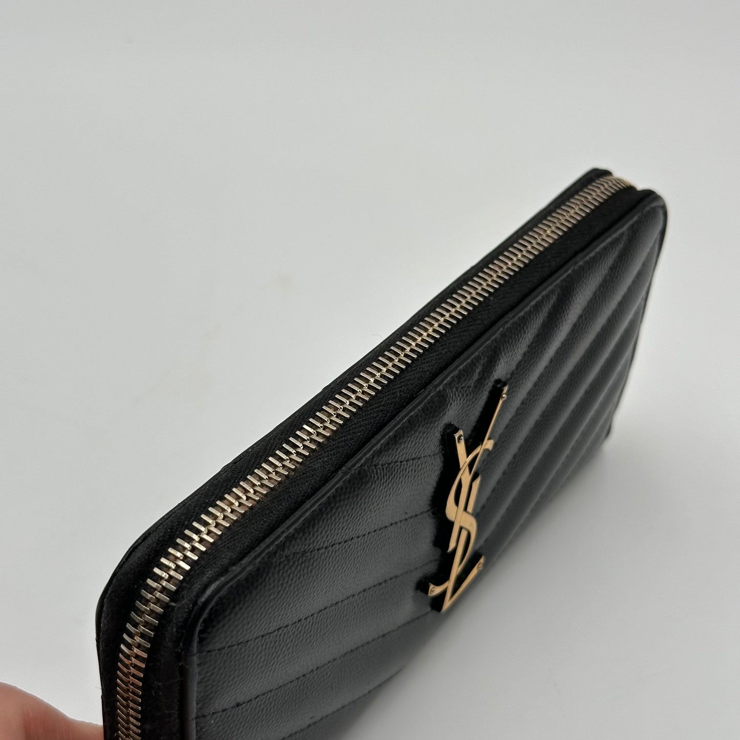 Authentic YSL Matelasse Black Full Zipper Wallet