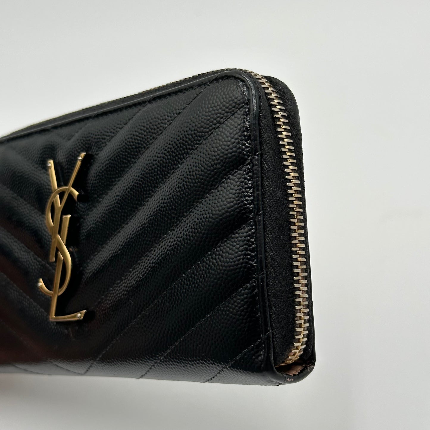 Authentic YSL Matelasse Black Full Zipper Wallet