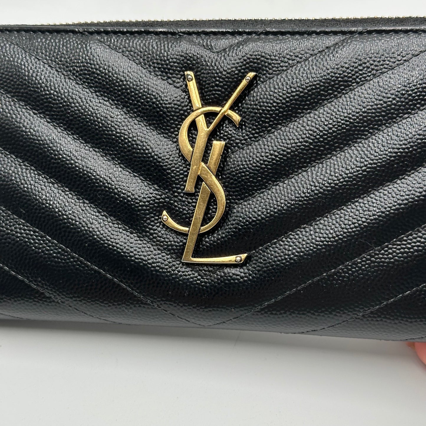 Authentic YSL Matelasse Black Full Zipper Wallet